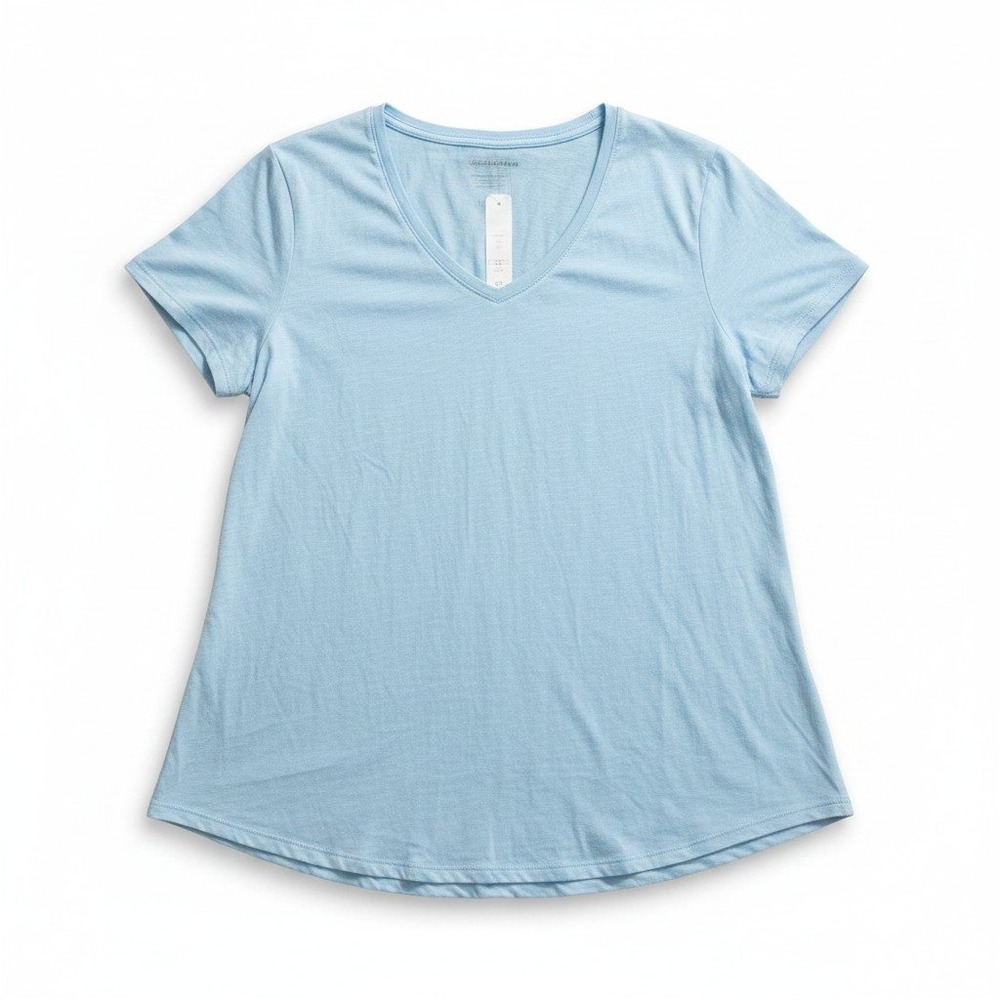 Gap Womens XXL Light Blue V-Neck Short Sleeve T-Shirt Casual Relaxed Soft
